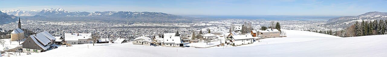 Panorama of the Swiss Alps above the Rhine valley